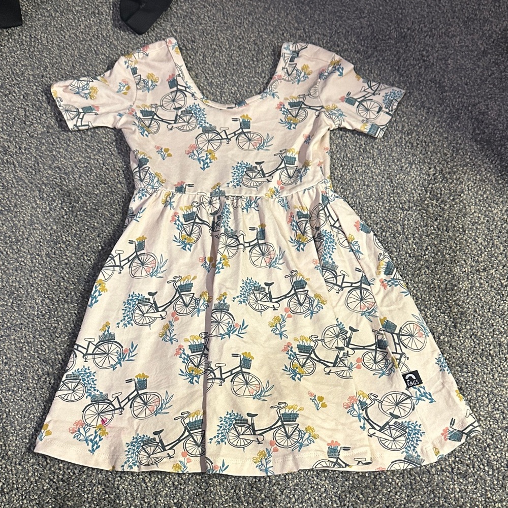 Charming Bicycle Print Kids Dress
